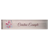 Schattigee flamingo in cartoon stijl, naambordje (Voorkant)