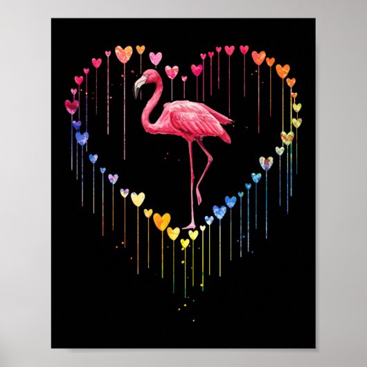Schattigee flamingo in hart liefde voor leuke huis poster (Voorkant)
