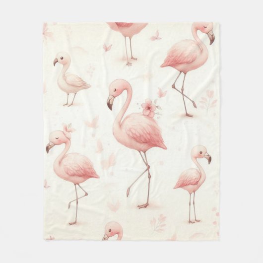 Schattigee flamingo-kudde fleece deken (Voorkant)