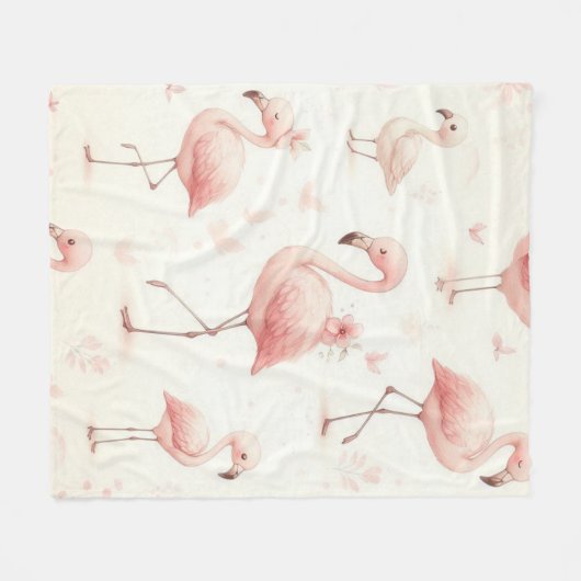 Schattigee flamingo-kudde fleece deken (Voorkant (Horizontaal))