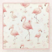 Schattigee flamingo-kudde glazen onderzetter (Voorkant)