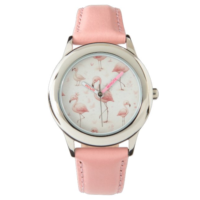 Schattigee flamingo-kudde horloge (Voorkant)