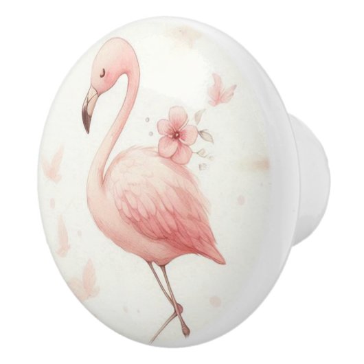 Schattigee flamingo-kudde keramische knop (Rechts)