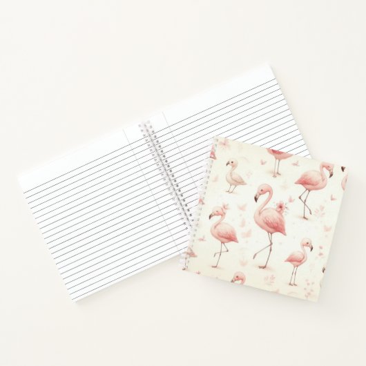Schattigee flamingo-kudde notitieboek (Binnen)