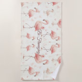 Schattigee flamingo-kudde strandlaken (Voorkant)