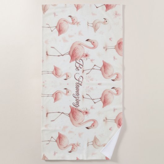 Schattigee flamingo-kudde strandlaken (Voorkant)