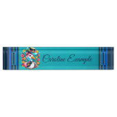 Schattigee flamingo met een kleurrijk zomerse pet naambordje (Voorkant)