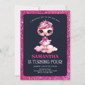 Schattigee flamingo met kroonverjaardag kaart (Voorkant)