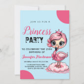 Schattigee flamingo met kroonverjaardag kaart (Voorkant)