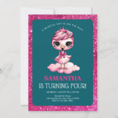 Schattigee flamingo met kroonverjaardag kaart (Voorkant)