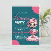 Schattigee flamingo met kroonverjaardag kaart (Staand voorkant)