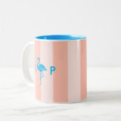 Schattigee flamingo | Monogram Initialen minimalis Tweekleurige Koffiemok (Voorkant links)