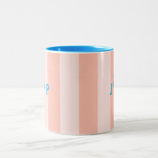 Schattigee flamingo | Monogram Initialen minimalis Tweekleurige Koffiemok (Center)