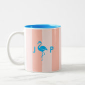 Schattigee flamingo | Monogram Initialen minimalis Tweekleurige Koffiemok (Links)