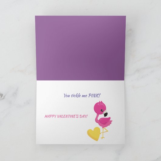 Schattigee Flamingo Tickle Me Roze Valentijn Kaart (Binnen)