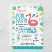 Schattigee Flamingo Tropical Pool Party Verjaardag Kaart (Voorkant)