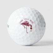 Schattigee Flamingo wijndrinker Custom Team Golfballen (Voorkant)