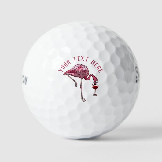 Schattigee Flamingo wijndrinker Custom Team Golfballen (Voorkant)