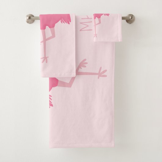 Schattigee Flamingos aangepaste monogram handdoek  (Insitu)