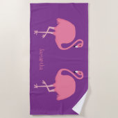 Schattigee Flamingo's aangepaste naam strand handd Strandlaken (Voorkant)