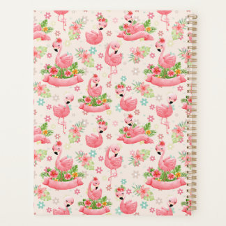 Schattigee flamingo's en tropische bloemen planner