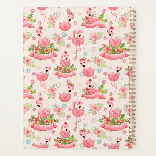 Schattigee flamingo's en tropische bloemen planner (Achterkant)