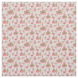 Schattigee flamingo's en tropische bloemen stof