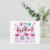 Schattigee flamingo's Happy Birthday briefkaarten (Staand voorkant)