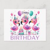 Schattigee flamingo's Happy Birthday briefkaarten (Voorkant)