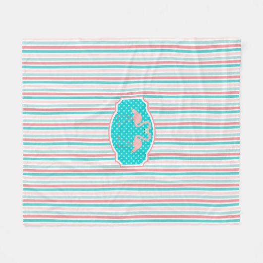 Schattigee Flamingo's in Love Pattern Fleece Deken (Voorkant (Horizontaal))