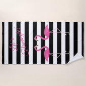 Schattigee Flamingo's, Laten we Flamingle Strandla Strandlaken (Voorkant)