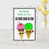 Schattigee Flirty Romantische Ice Cream Cones Kaar Kaart (Gele Bloem)