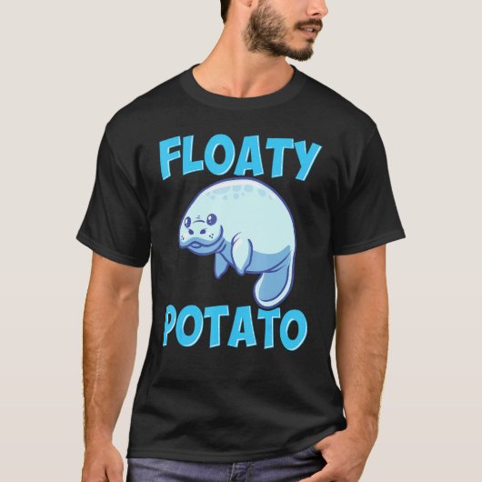 Schattigee Floaty Potato Manatee Zee Koe Love Ocea T-shirt (Voorkant)