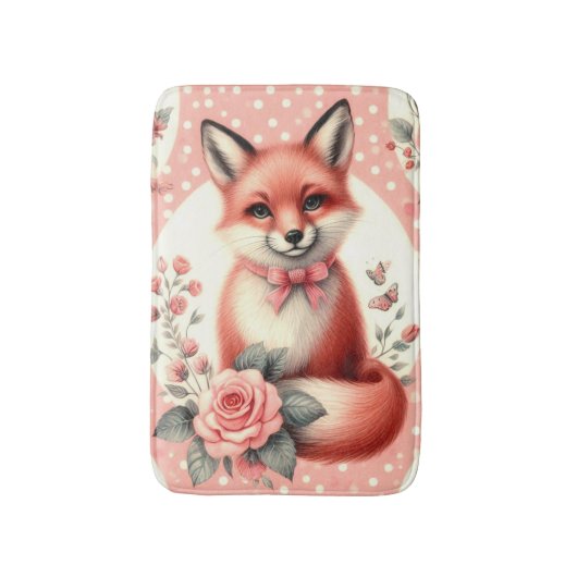 Schattigee Floral Baby Fox Badmat (Voorkant Verticaal)