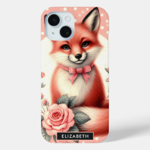 Schattigee Floral Baby Fox iPhone 15 Case