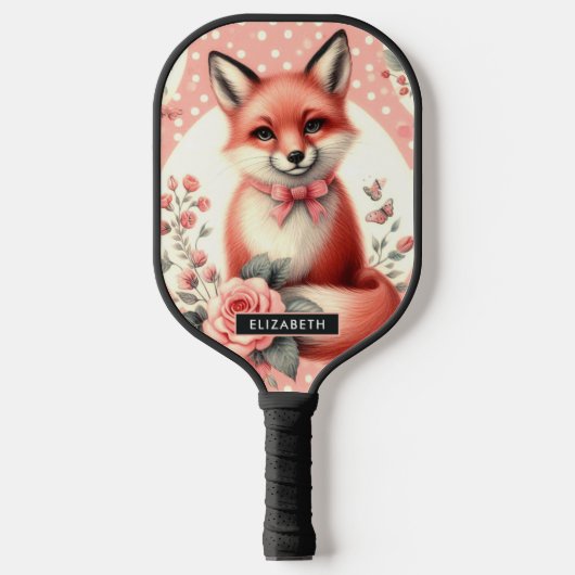 Schattigee Floral Baby Fox Pickleball Paddle (Voorkant)