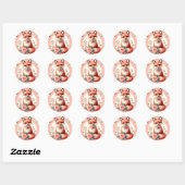 Schattigee Floral Baby Fox Ronde Sticker (Vel)