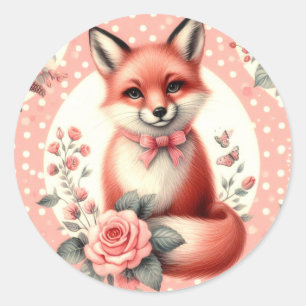 Schattigee Floral Baby Fox Ronde Sticker
