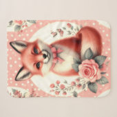 Schattigee Floral Baby Fox Sherpa Deken (Voorkant (horizontaal))
