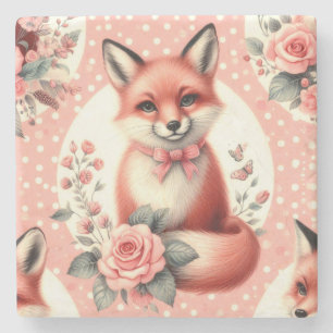 Schattigee Floral Baby Fox Stenen Onderzetter