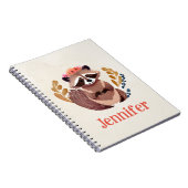 Schattigee Floral Crown Waterverf Raccoon Notitieboek (Rechterzijde)