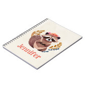 Schattigee Floral Crown Waterverf Raccoon Notitieboek (Linkerzijde)
