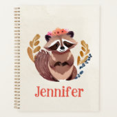 Schattigee Floral Crown Waterverf Raccoon Planner (Voorkant)