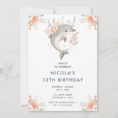 Schattigee Floral Dolfijn Verjaardagsfeest Kaart (Voorkant)