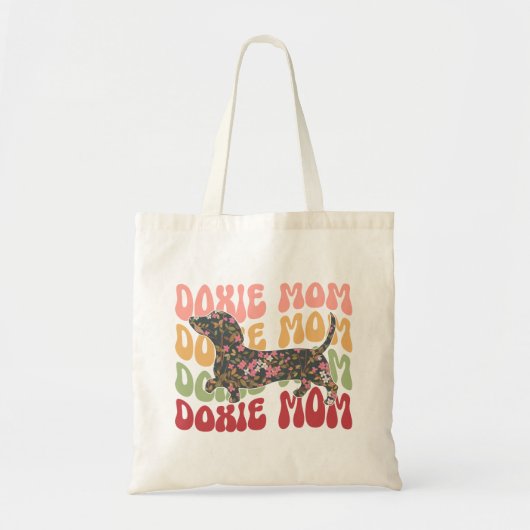 Schattigee Floral Doxie Moeder Canvas tas (Voorkant)