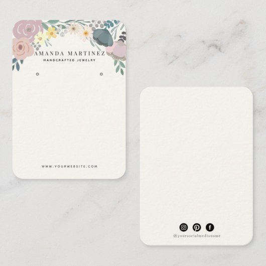 Schattigee Floral Earring Visitekaartje (Voorkant / Achterkant)