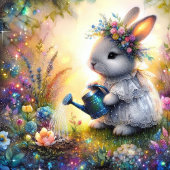Schattigee Floral Fantasy Art Bunny Spring Garden Feestdagenkaart