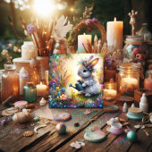 Schattigee Floral Fantasy Art Bunny Spring Garden Feestdagenkaart