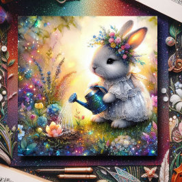 Schattigee Floral Fantasy Art Bunny Spring Garden  Feestdagenkaart