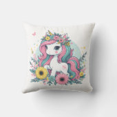 Schattigee Floral Fantasy Eenhoorn Meisje Enchante Kussen (Achterkant)